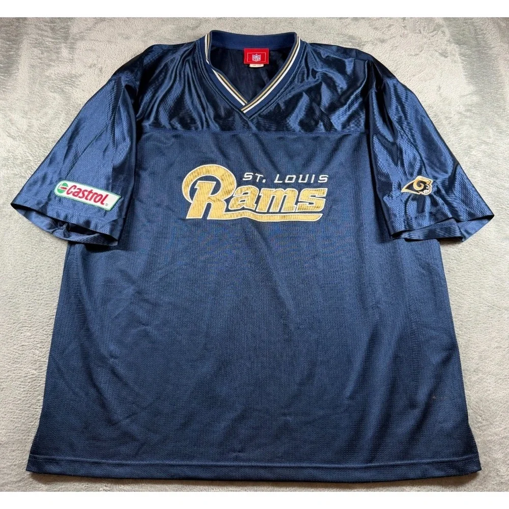 Vtg St Louis Rams Castrol Promo Jersey One Size NFL Football Navy Blue